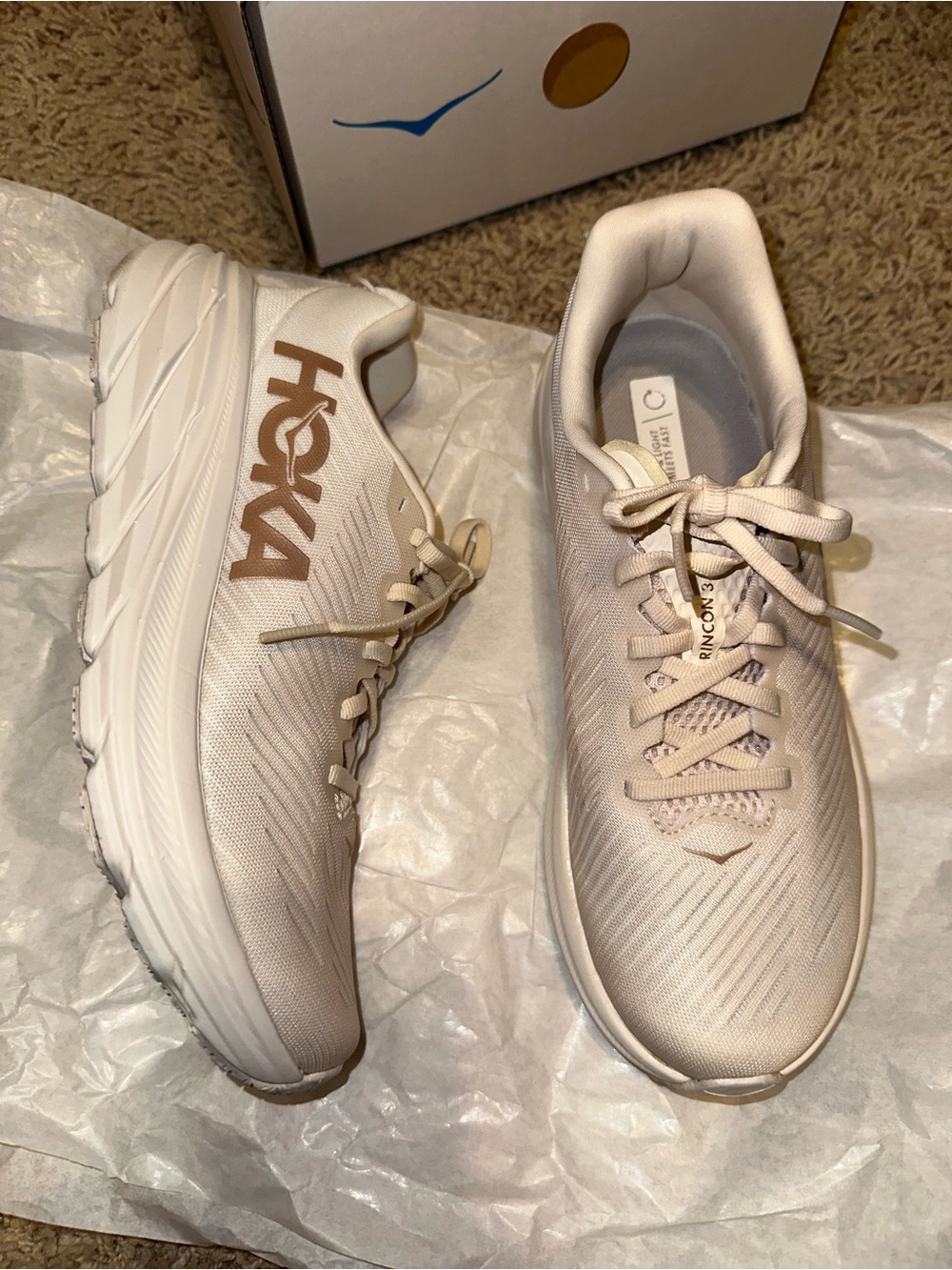 HOKA Women's Rincon 3 Running Shoes 7 Bone Neutral Color